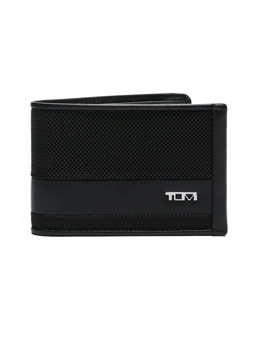 TUMI Alpha SLG Double Billfold Wallet in Black Embossed Monogram EGJ New